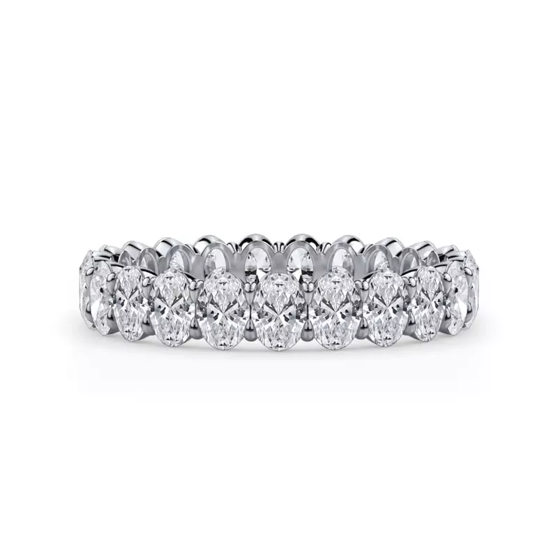 14K White Gold Oval Cut Lab Diamond Eternity Ring (2.0 ct. tw.)