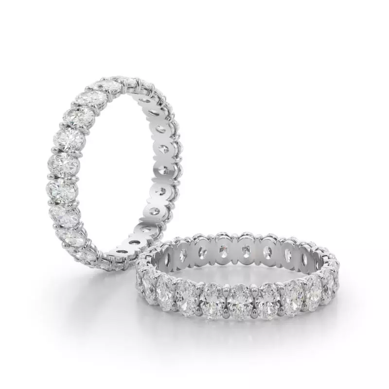 14K White Gold Oval Cut Lab Diamond Eternity Ring (2.0 ct. tw.)