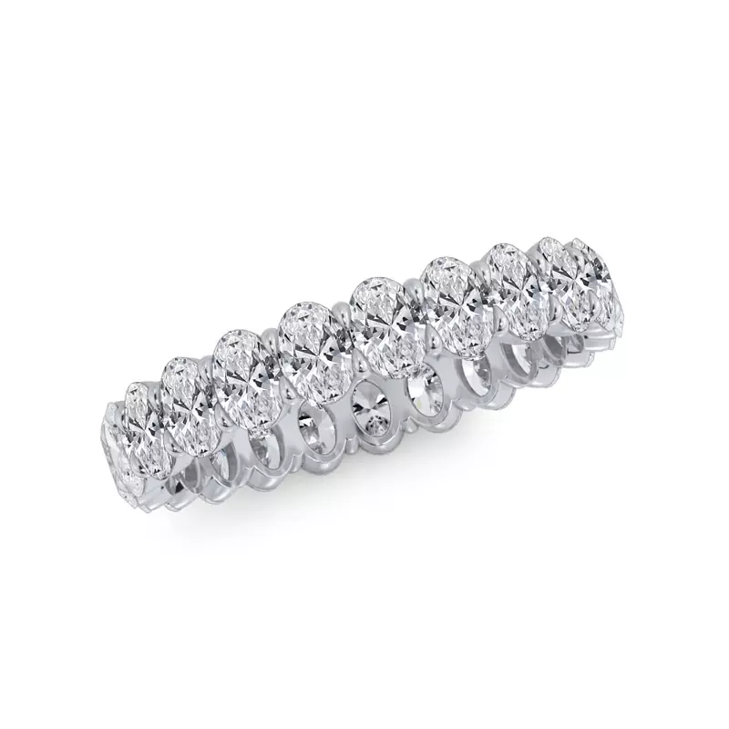 14K White Gold Oval Cut Lab Diamond Eternity Ring (2.0 ct. tw.)
