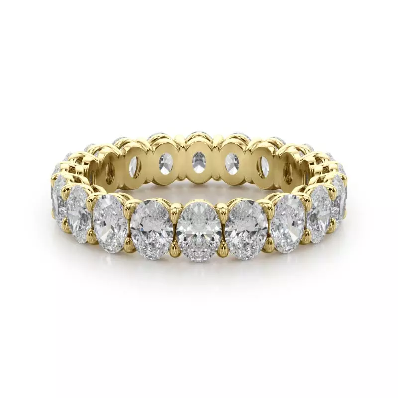 Oval Cut Lab Diamond Eternity Ring (3.0 ct. tw.) - 14K Yellow Gold