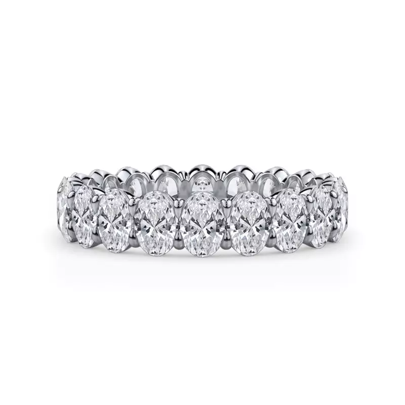 14K White Gold Oval Cut Diamond Eternity Ring (3.0 ct. tw.)