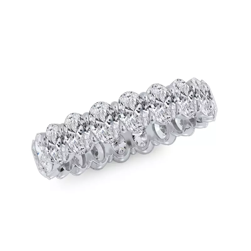 14K White Gold Oval Cut Diamond Eternity Ring (3.0 ct. tw.)