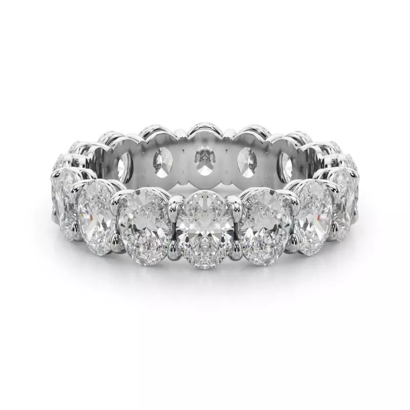 14K White Gold Oval Cut Lab Diamond Eternity Ring (5.0 ct. tw.)