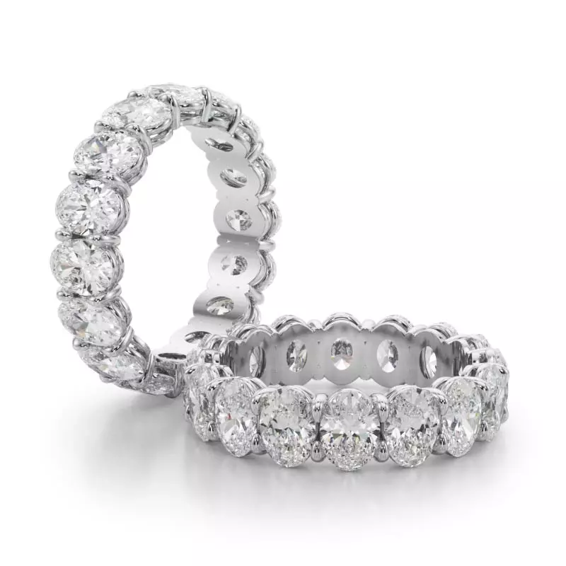 14K White Gold Oval Cut Lab Diamond Eternity Ring (5.0 ct. tw.)