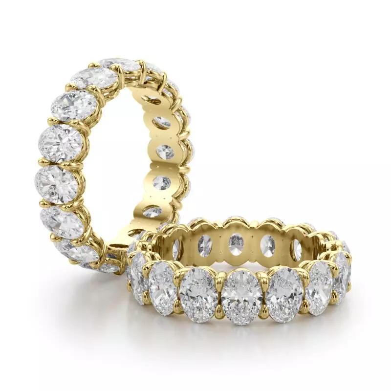 14K Yellow Gold Oval Cut Lab Diamond Eternity Ring (5.0 ct. tw.)