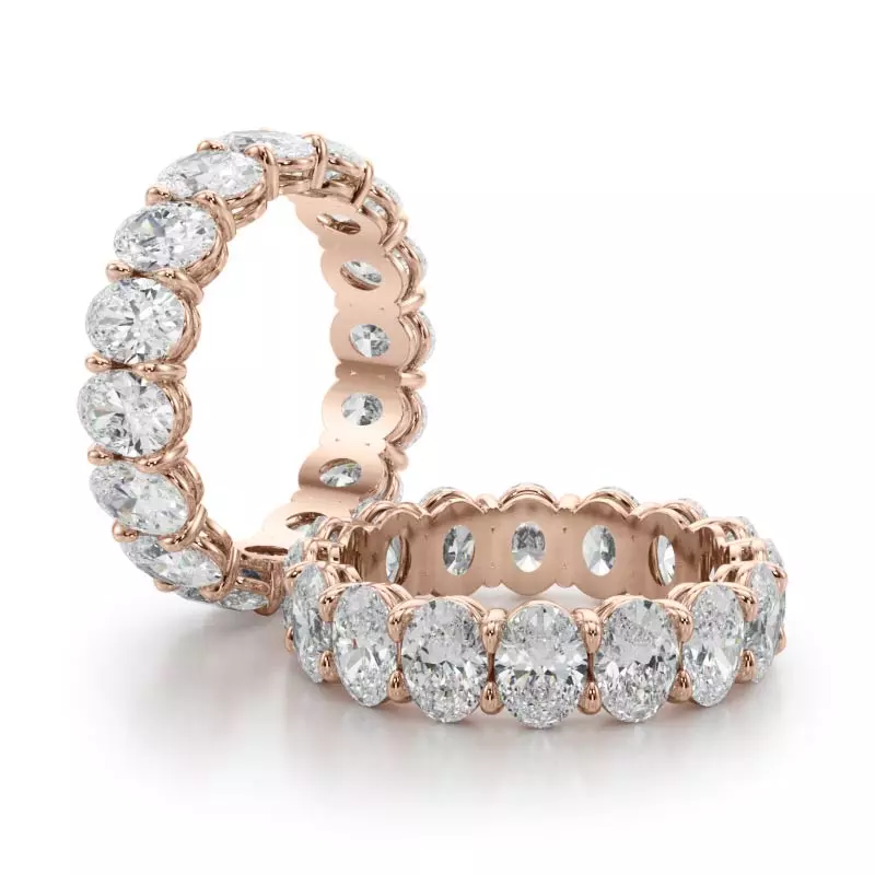 18K Rose Gold Oval Cut Lab Diamond Eternity Ring (5.0 ct. tw.)