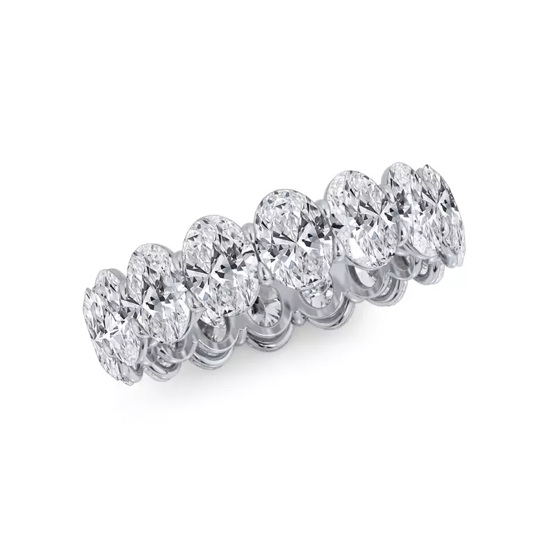 14K White Gold Oval Cut Diamond Eternity Ring (5.0 ct. tw.)