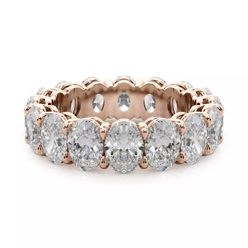 14K Rose Gold Oval Cut Lab Diamond Eternity Ring (6.0 ct. tw.)