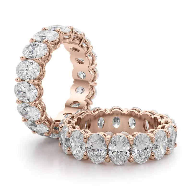 14K Rose Gold Oval Cut Lab Diamond Eternity Ring (6.0 ct. tw.)