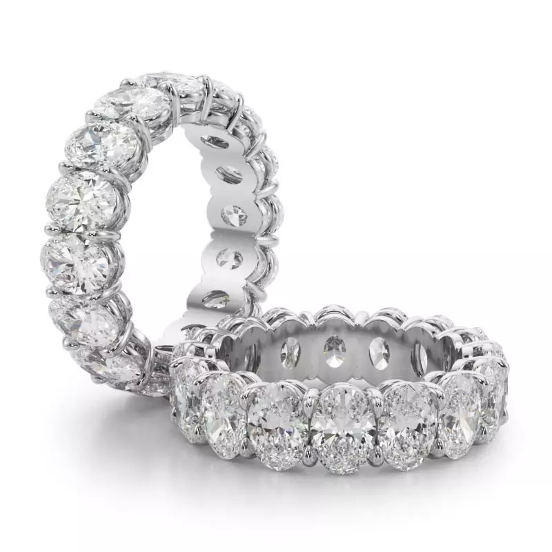 18K White Gold Oval Cut Lab Diamond Eternity Ring (6.0 ct. tw.)