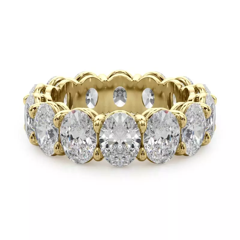 14K Yellow Gold Oval Cut Lab Diamond Eternity Ring (7.0 ct. tw.)