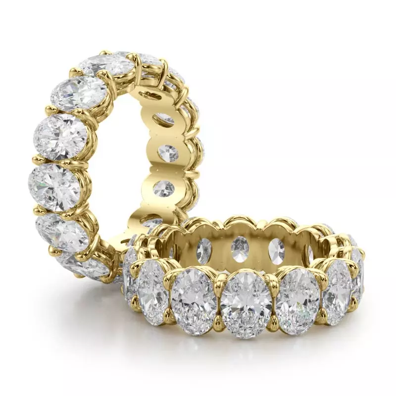14K Yellow Gold Oval Cut Lab Diamond Eternity Ring (7.0 ct. tw.)