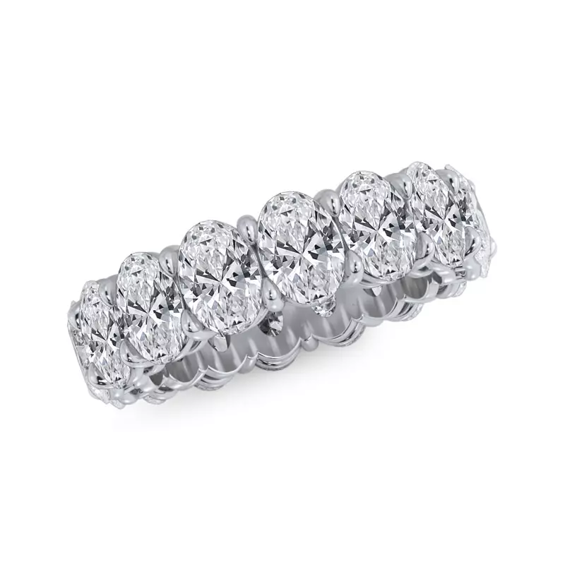 18K White Gold Oval Cut Diamond Eternity Ring (7.0 ct. tw.)