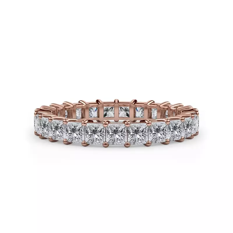 14K Rose Gold Princess Cut Lab Diamond Eternity Ring (2.0 ct. tw.)
