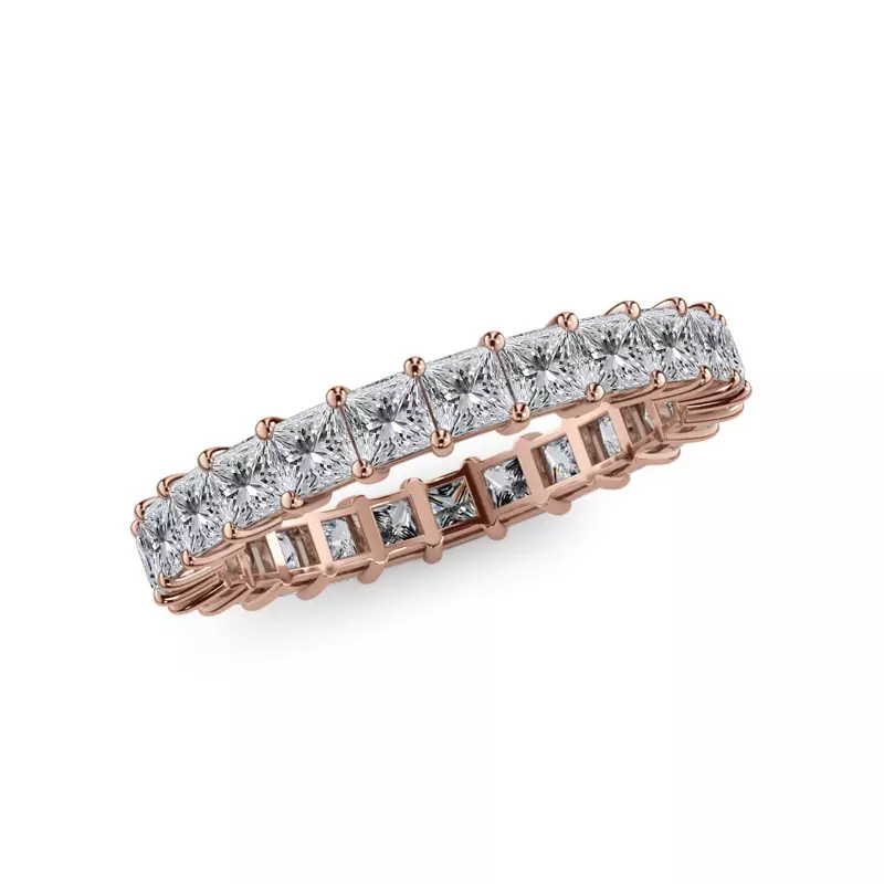 14K Rose Gold Princess Cut Lab Diamond Eternity Ring (2.0 ct. tw.)