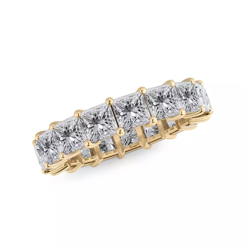 18K Yellow Gold Princess Cut Lab Diamond Eternity Ring (4.0 ct. tw.)