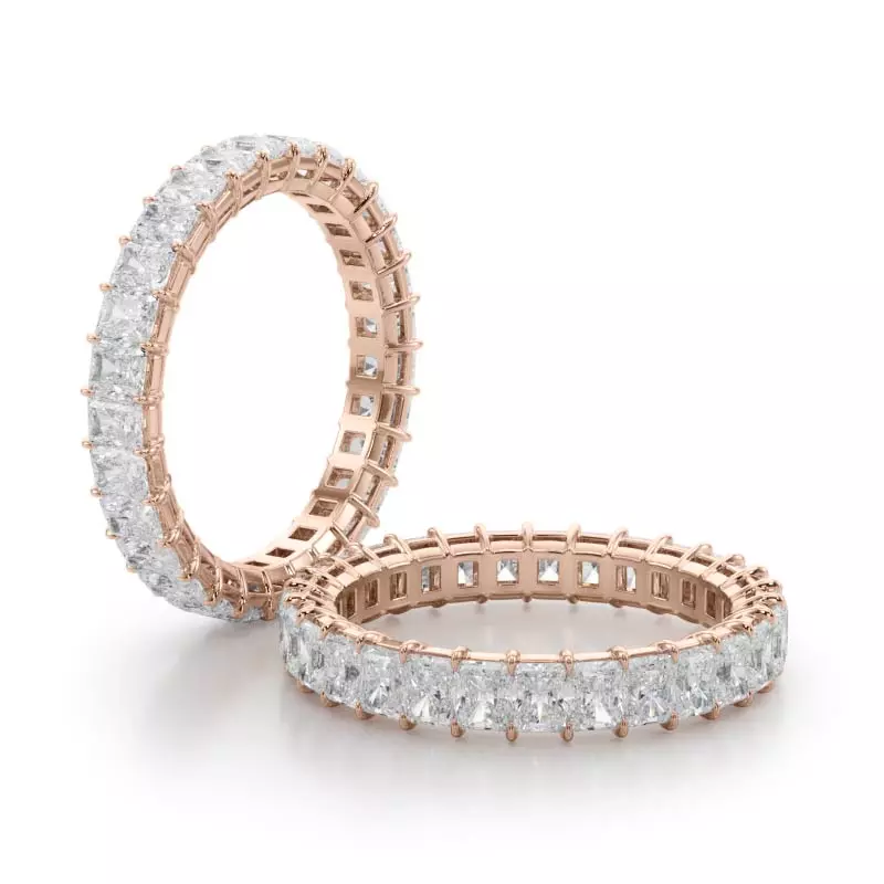 14K Rose Gold Radiant Cut Lab Diamond Eternity Ring (2.0 ct. tw.)