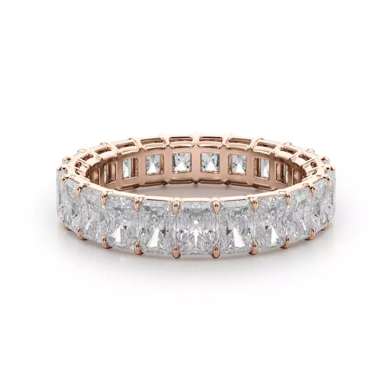 14K Rose Gold Radiant Cut Lab Diamond Eternity Ring (4.0 ct. tw.)