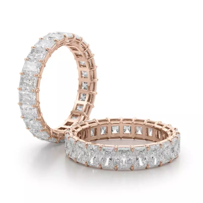 14K Rose Gold Radiant Cut Lab Diamond Eternity Ring (4.0 ct. tw.)