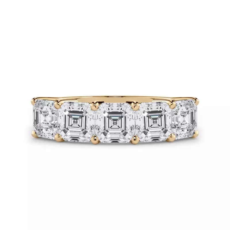 14K Yellow Gold Asscher Cut Lab Diamond 5 Stone Ring (2.50 ct. tw.)