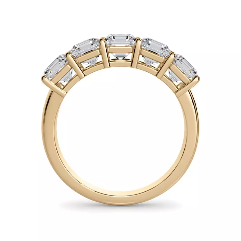 14K Yellow Gold Asscher Cut Lab Diamond 5 Stone Ring (2.50 ct. tw.)