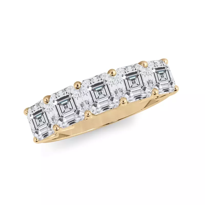 14K Yellow Gold Asscher Cut Lab Diamond 5 Stone Ring (2.50 ct. tw.)