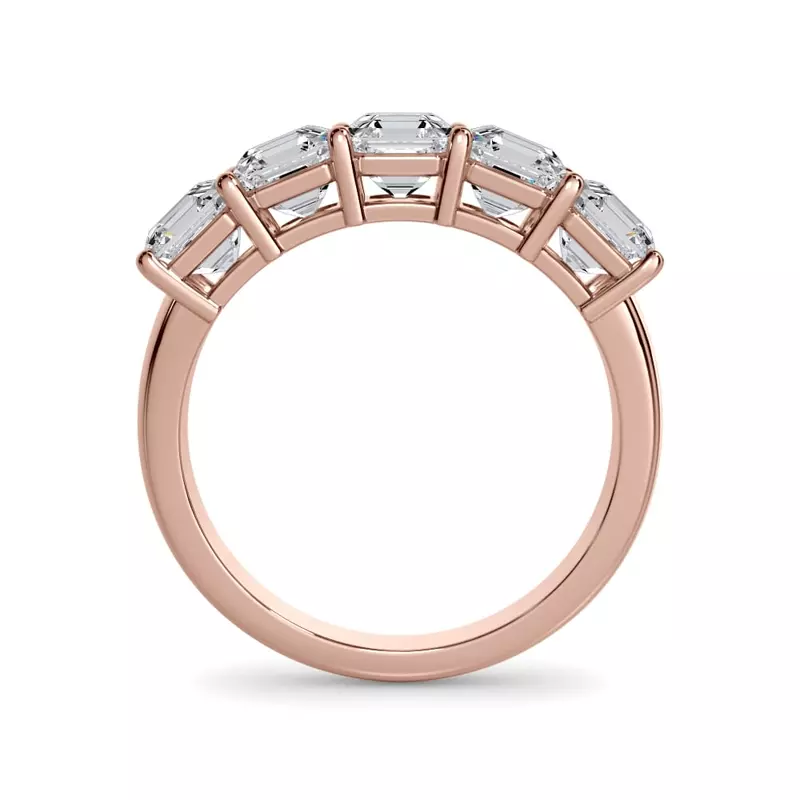 18K Rose Gold Asscher Cut Lab Diamond 5 Stone Ring (2.50 ct. tw.)