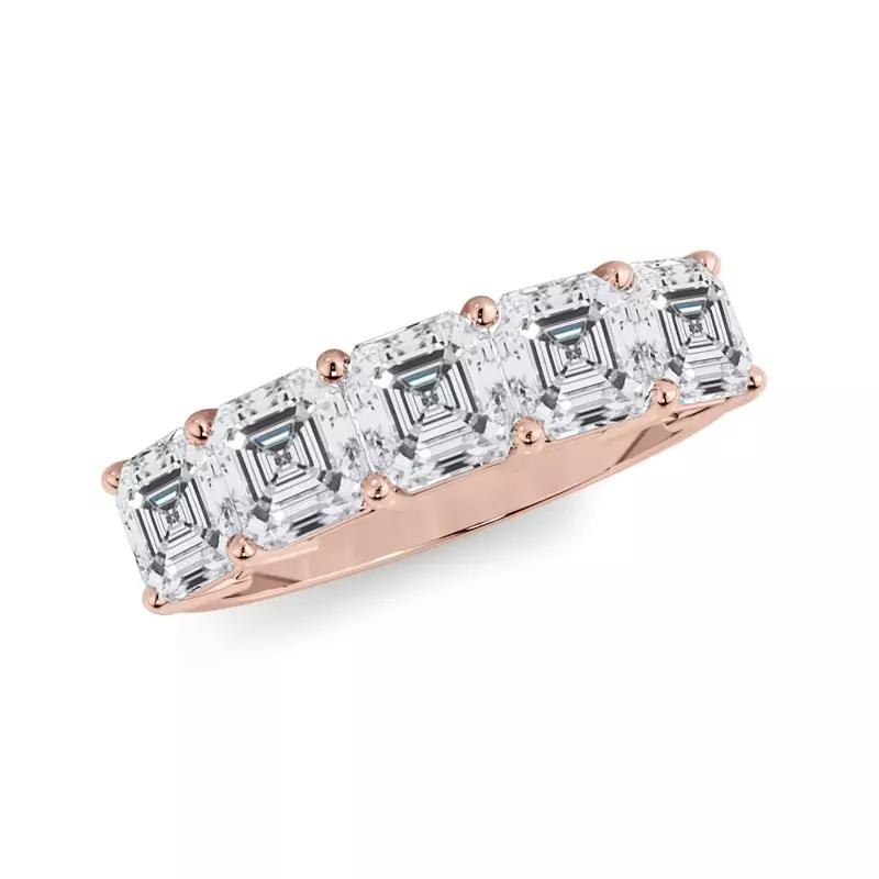 18K Rose Gold Asscher Cut Lab Diamond 5 Stone Ring (2.50 ct. tw.)