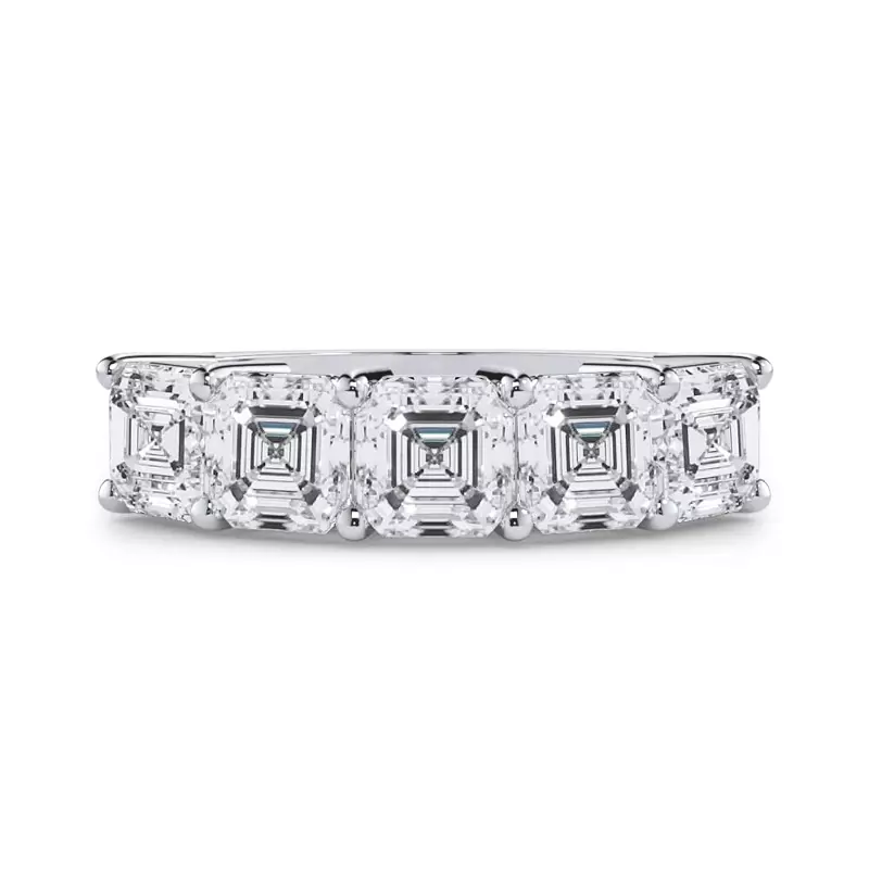 14K White Gold Asscher Cut Lab Diamond 5 Stone Ring (3.00 ct. tw.)