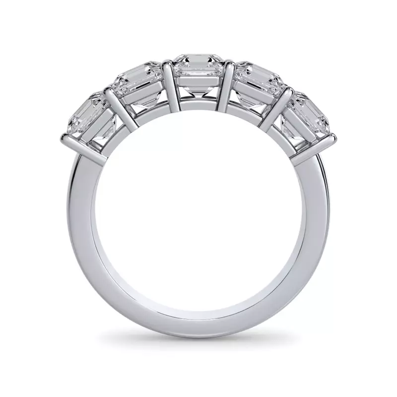14K White Gold Asscher Cut Lab Diamond 5 Stone Ring (3.00 ct. tw.)