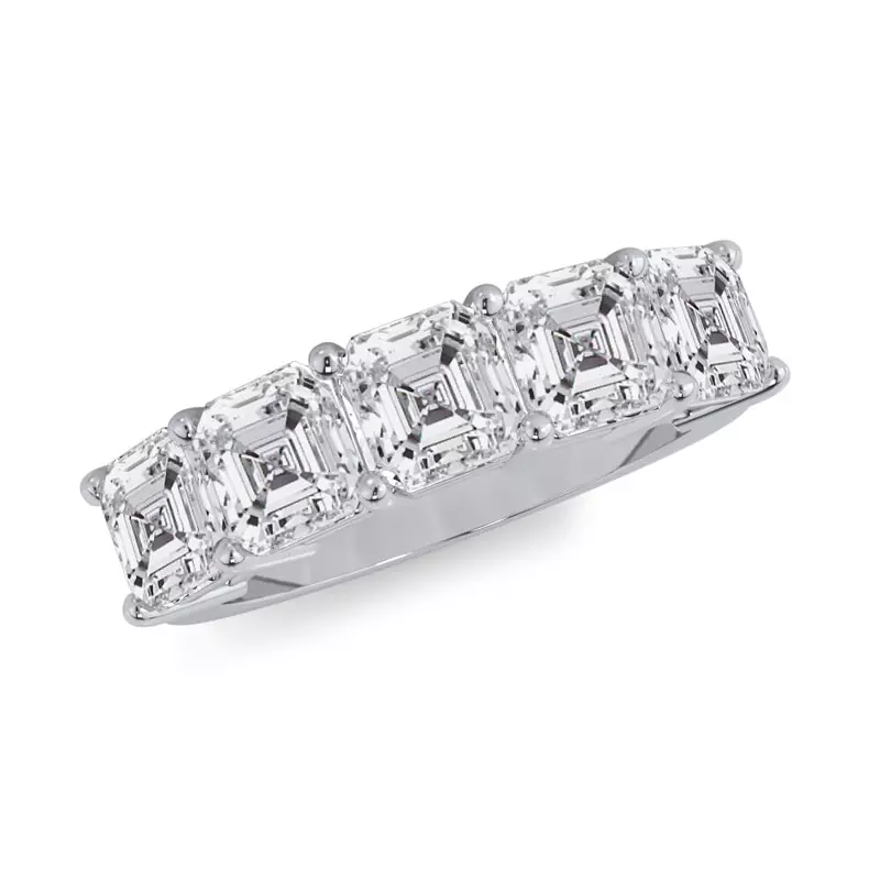 14K White Gold Asscher Cut Lab Diamond 5 Stone Ring (3.00 ct. tw.)