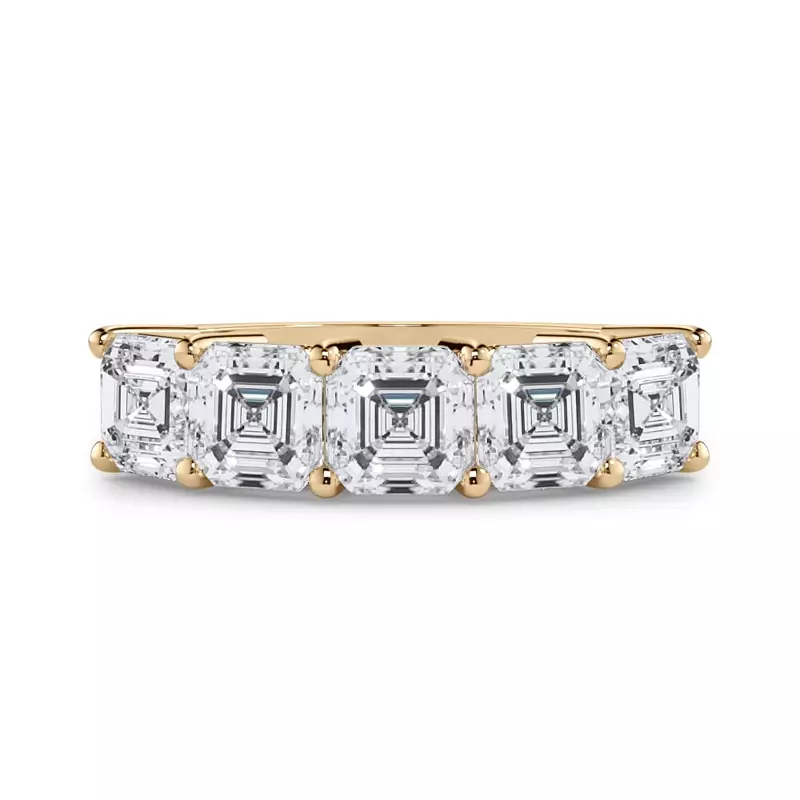 14K Yellow Gold Asscher Cut Lab Diamond 5 Stone Ring (3.00 ct. tw.)