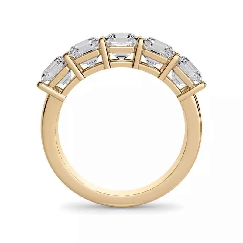 14K Yellow Gold Asscher Cut Lab Diamond 5 Stone Ring (3.00 ct. tw.)