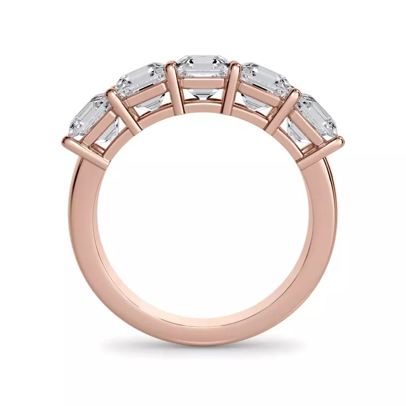 18K Rose Gold Asscher Cut Lab Diamond 5 Stone Ring (3.00 ct. tw.)