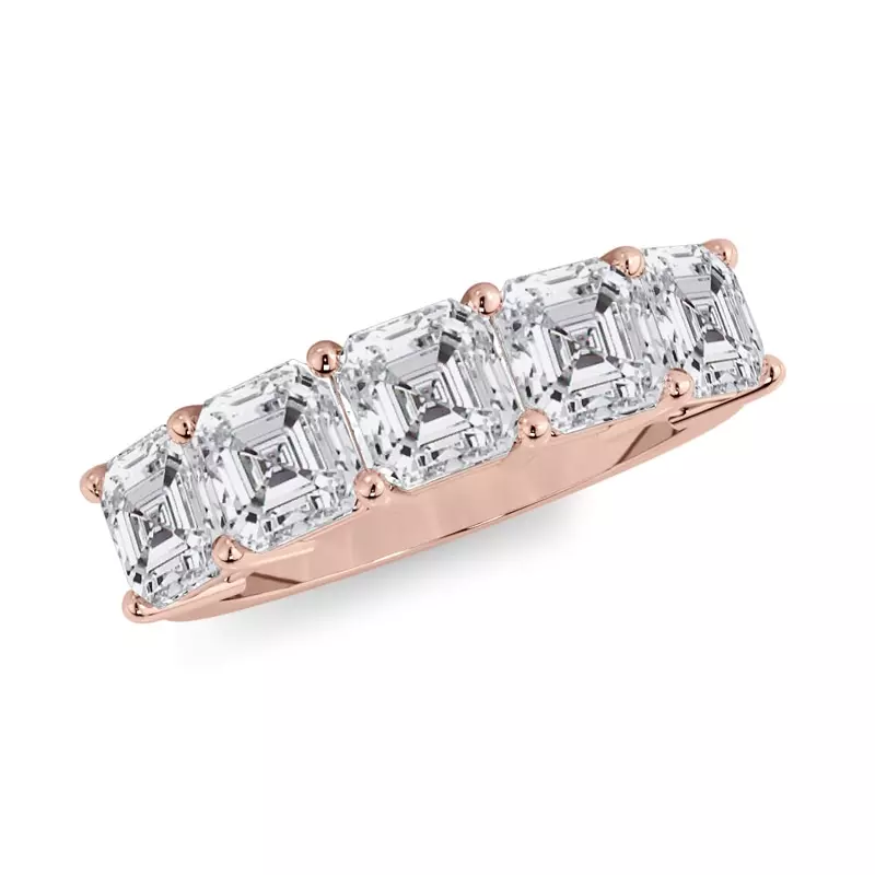 18K Rose Gold Asscher Cut Lab Diamond 5 Stone Ring (3.00 ct. tw.)