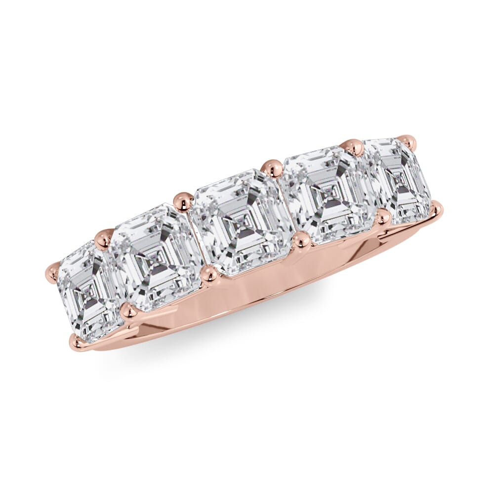 18K Rose Gold Asscher Cut Lab Diamond 5 Stone Ring (3.00 ct. tw.)