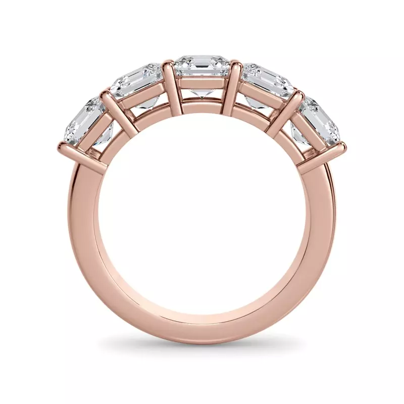 14K Rose Gold Asscher Cut Lab Diamond 5 Stone Ring (3.50 ct. tw.)