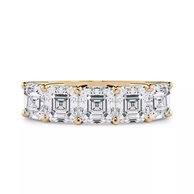 14K Yellow Gold Asscher Cut Lab Diamond 5 Stone Ring (3.50 ct. tw.)