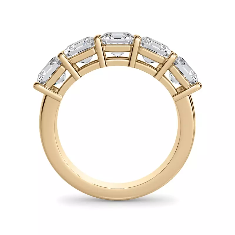 14K Yellow Gold Asscher Cut Lab Diamond 5 Stone Ring (3.50 ct. tw.)