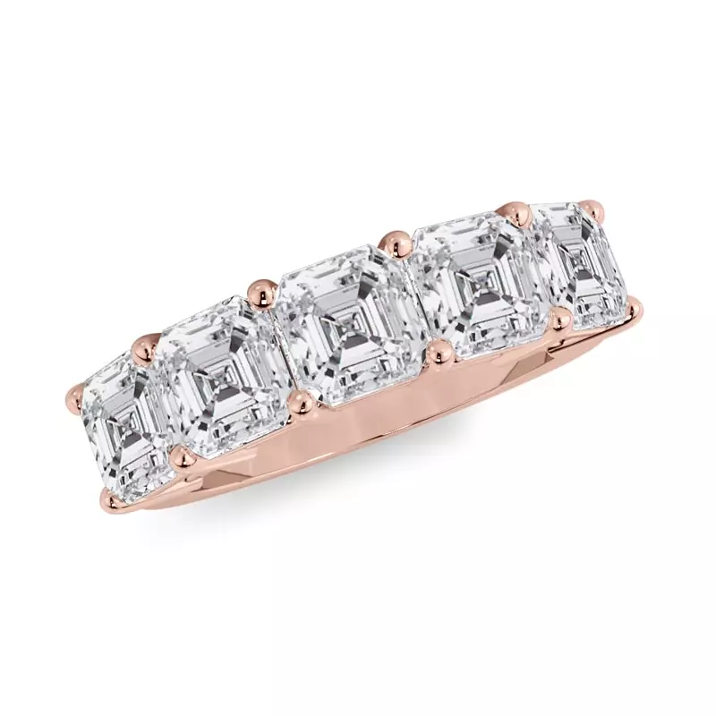 18K Rose Gold Asscher Cut Lab Diamond 5 Stone Ring (3.50 ct. tw.)
