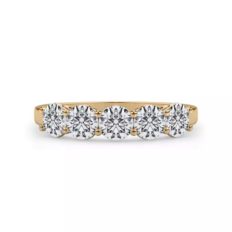 14K Yellow Gold Classic Five-Stone Round Lab Diamond Band (1.00ct. tw.)