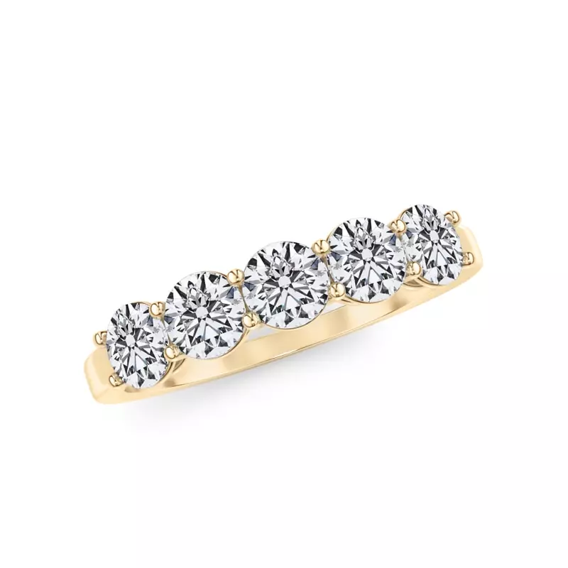 14K Yellow Gold Classic Five-Stone Round Lab Diamond Band (1.00ct. tw.)
