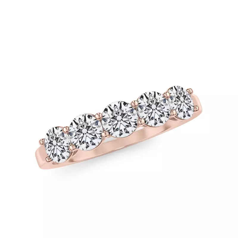 18K Rose Gold Classic Five-Stone Round Lab Diamond Band (1.00ct. tw.)