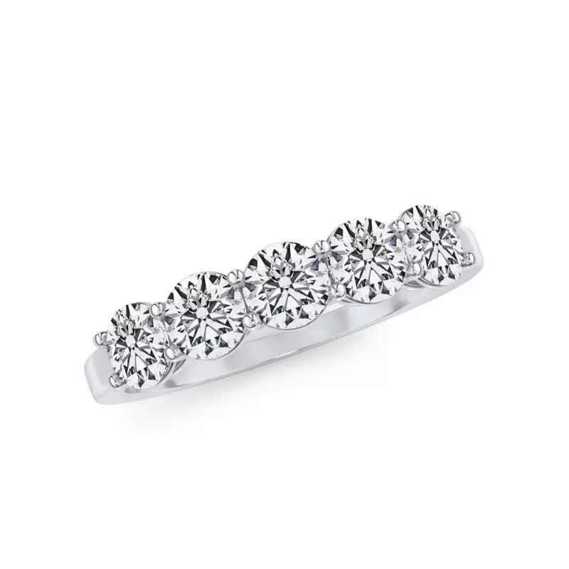 Platinum Classic Five-Stone Round Lab Diamond Band (1.00ct. tw.)