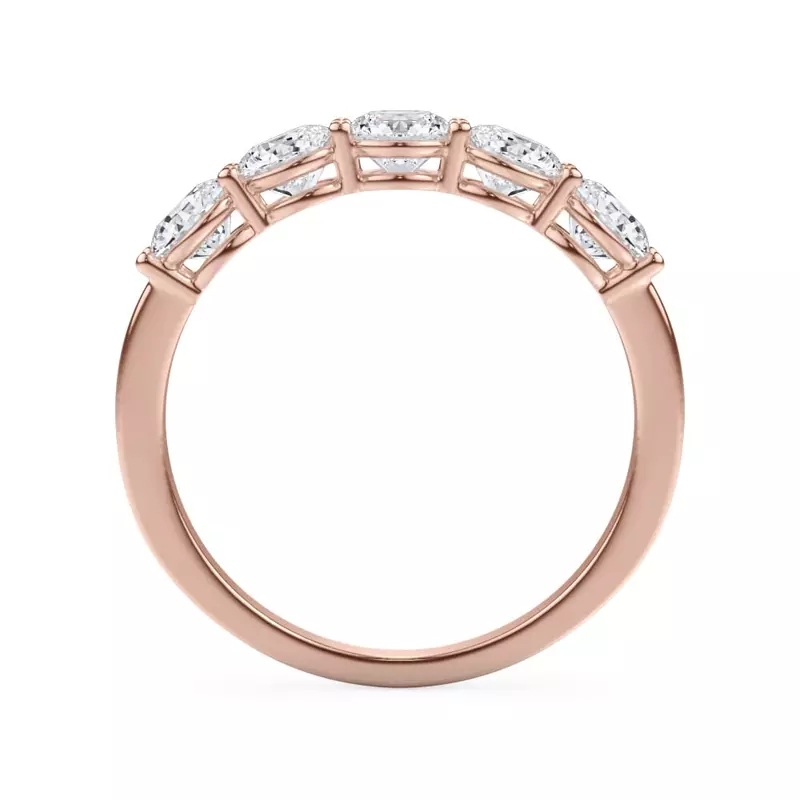 14K Rose Gold Classic Five-Stone Round Lab Diamond Band (1.25ct. tw.)