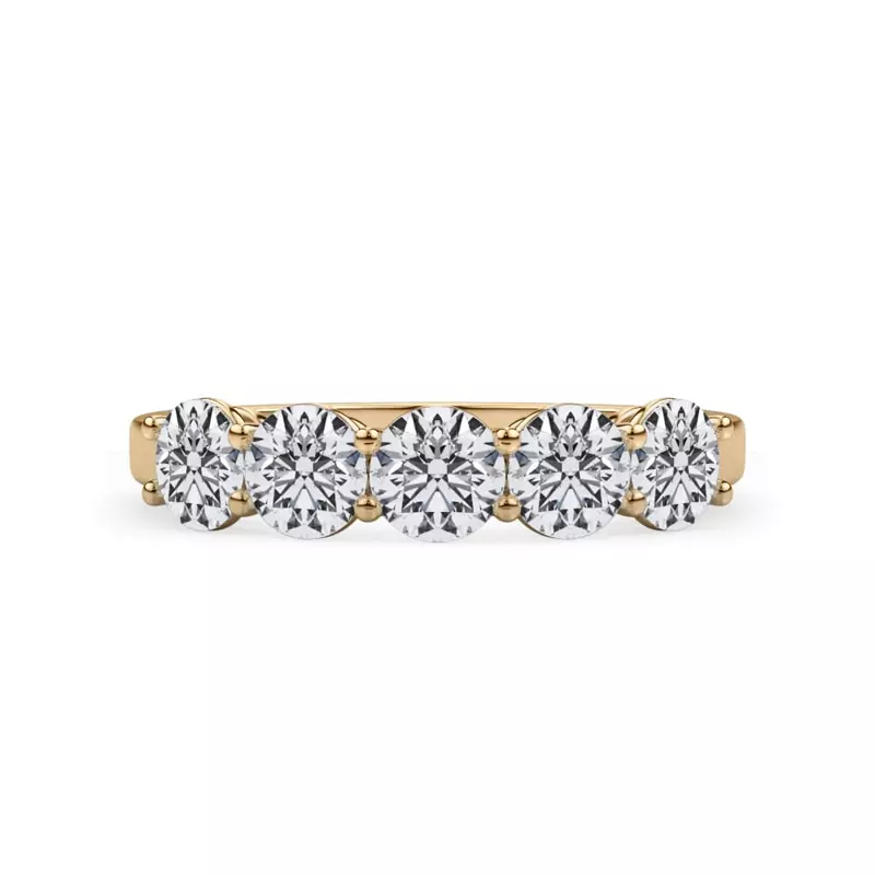 14K Yellow Gold Classic Five-Stone Round Lab Diamond Band (1.25ct. tw.)