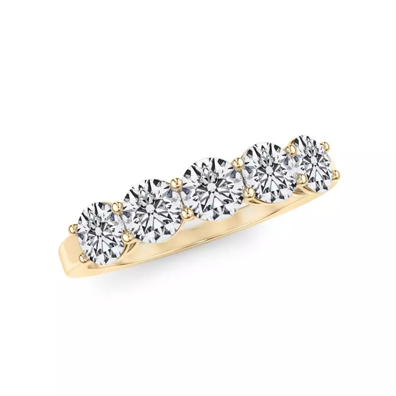 14K Yellow Gold Classic Five-Stone Round Lab Diamond Band (1.25ct. tw.)