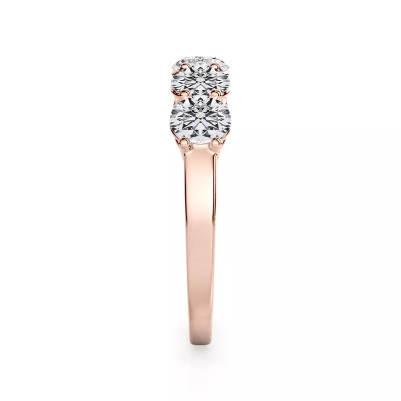 18K Rose Gold Classic Five-Stone Round Lab Diamond Band (1.25ct. tw.)
