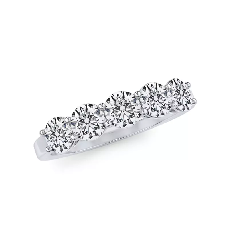 14K White Gold Classic Five-Stone Round Diamond Band (1.25ct. tw.)