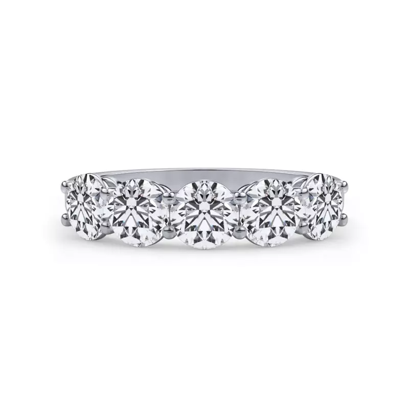 18K White Gold Classic Five-Stone Round Lab Diamond Band (1.50ct. tw.)